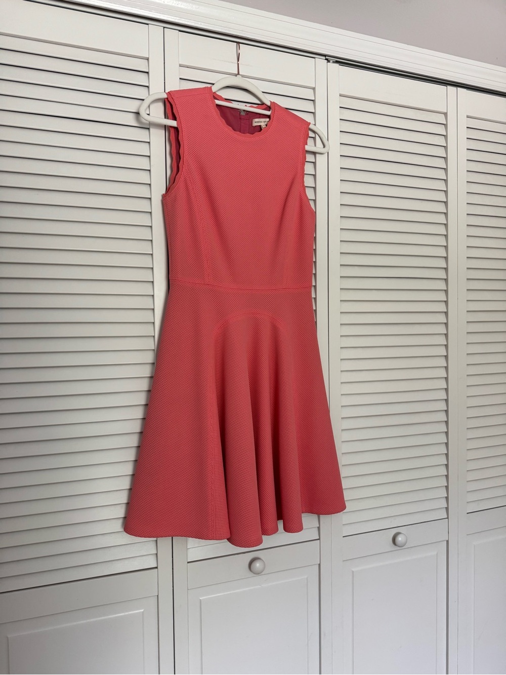 Rebecca Taylor Coral Pink Sleeveless Fit & Flare Dress Summer Bridal Shower Sz 2